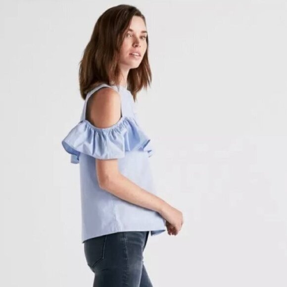 Lucky Brand Cold Shoulder Jaquard Top XS - Picture 2 of 6